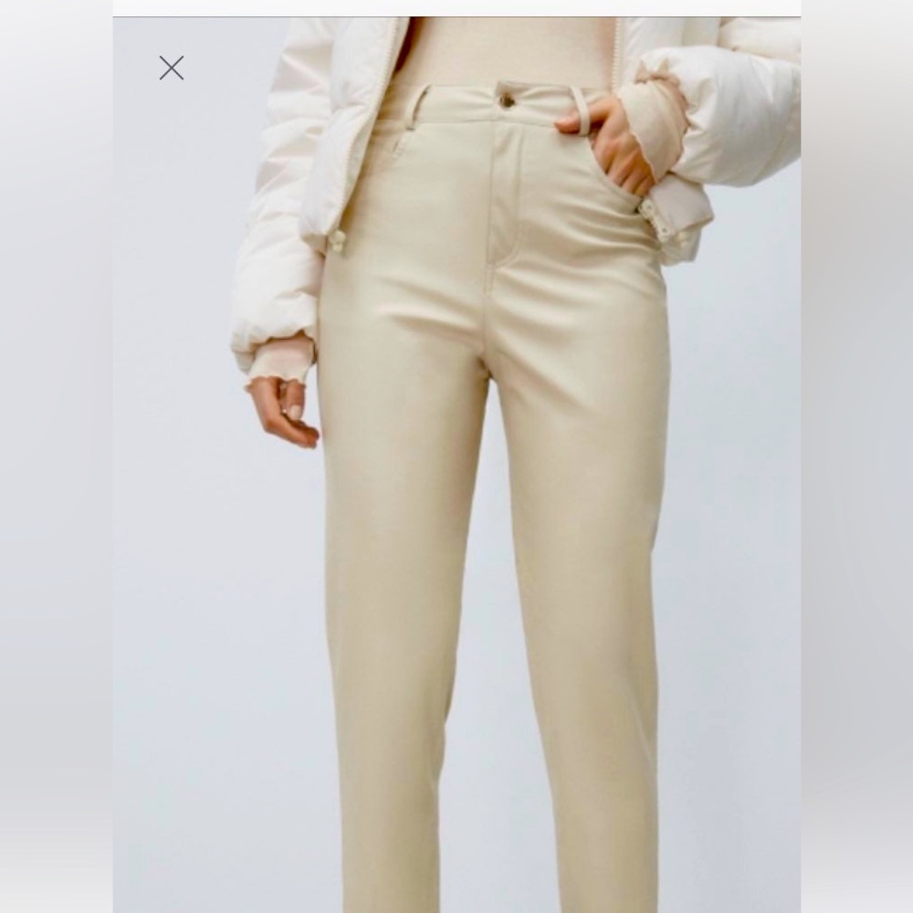 Faux leather mom fits in pants